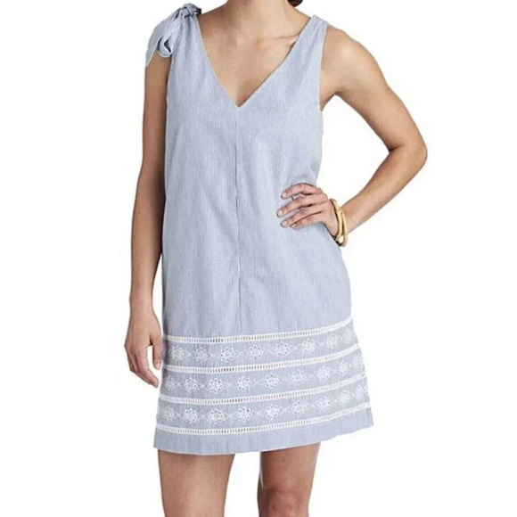 Vineyard Vines Moonshine Sandbar Strip Bow Sleeveless V-Neck Dress Size XS NWT - Picture 3 of 13